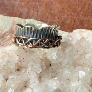 TWO TONE MEDITATION 925 SPINNER RING, SIZE 8.5